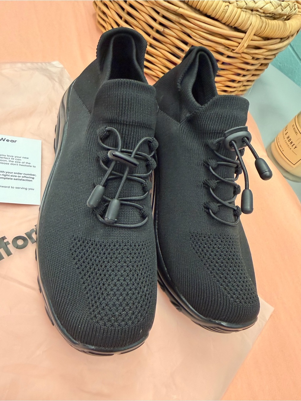 Comfort Wear Black Slip-On Knit Sneakers, EU 42.5 Women’s 11